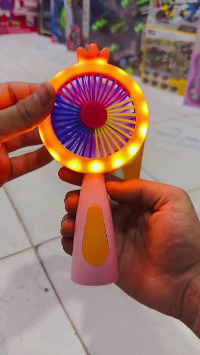 Mini Portable Rechargeable Handheld Personal Small Desk Fan with Base Cute Design and lights