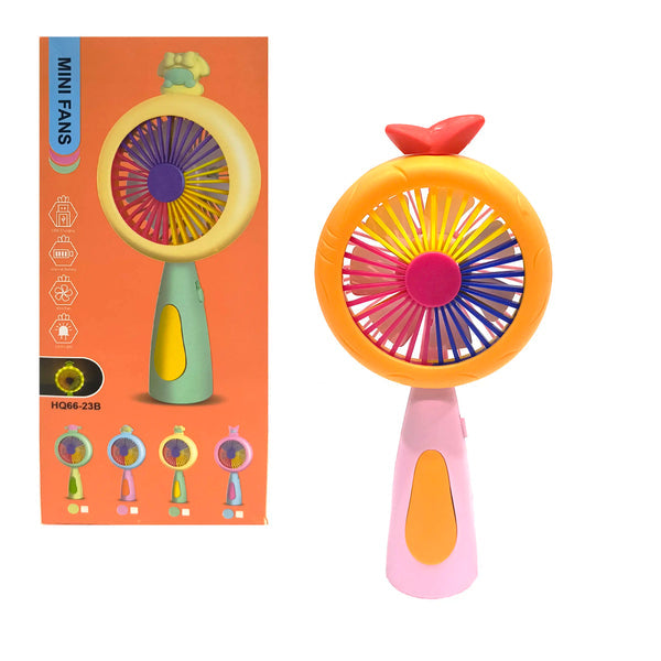 Mini Portable Rechargeable Handheld Personal Small Desk Fan with Base Cute Design and lights